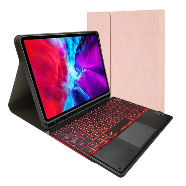 RK11T Backlight Detachable Touch Bluetooth Keyboard TPU Horizontal Flip Leather Tablet Case for iPad Pro 11 2020 / 2018 with Holder & Pen Slot(Rose Gold)-garmade.com