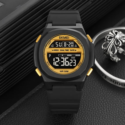 SKMEI 1821 Stainless Steel Buckle Silicone Strap Electronic Watch(Black and White)-garmade.com