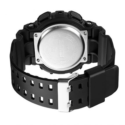 SKMEI 1857 Stainless Steel Buckle PU Strap Waterproof Electronic Watch(Black and Black)-garmade.com