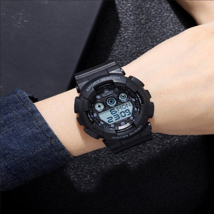 SKMEI 1857 Stainless Steel Buckle PU Strap Waterproof Electronic Watch(Black and White)-garmade.com