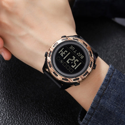 SKMEI 1872 Stainless Steel Buckle PU Strap Waterproof Electronic Watch, Dial:White(Rose Gold)-garmade.com