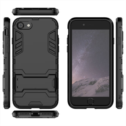 For iPhone SE 2020 PC + TPU Shockproof Protective Case with Holder(Black)-garmade.com