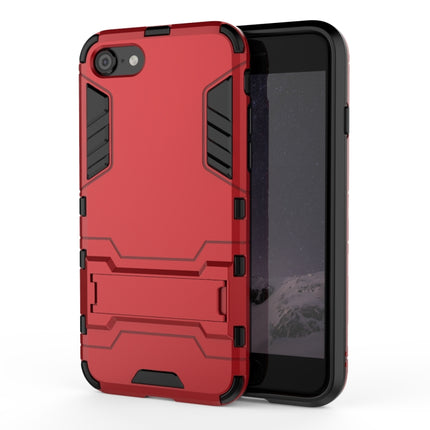 For iPhone SE 2020 PC + TPU Shockproof Protective Case with Holder(Red)-garmade.com