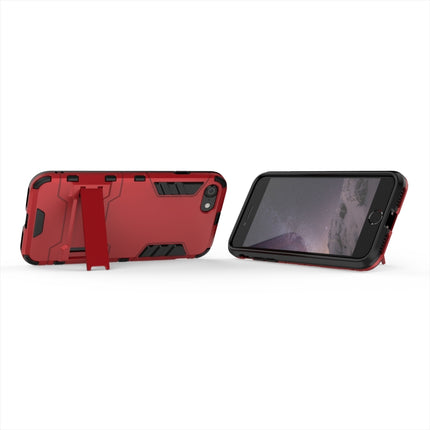 For iPhone SE 2020 PC + TPU Shockproof Protective Case with Holder(Red)-garmade.com