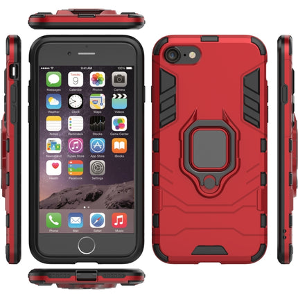 For iPhone SE 2020 Shockproof PC + TPU Protective Case with Magnetic Ring Holder(Red)-garmade.com