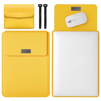 4 in 1 Lightweight and Portable Leather Computer Bag, Size:13/14 inches(Yellow)-garmade.com