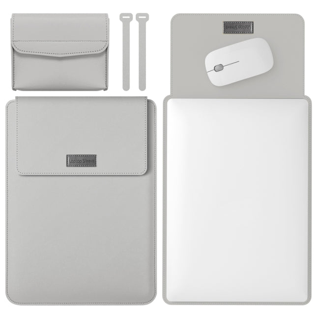4 in 1 Lightweight and Portable Leather Computer Bag, Size:13/14 inches(Grey)-garmade.com