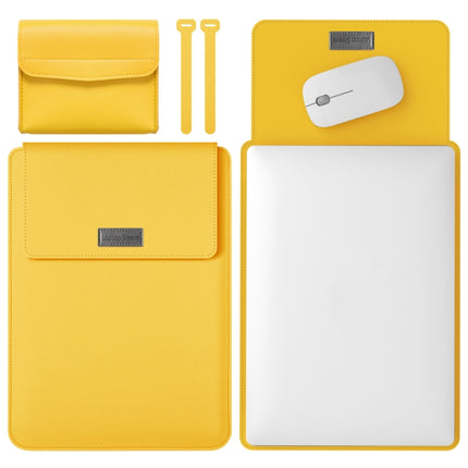 4 in 1 Lightweight and Portable Leather Computer Bag, Size:15.4/15.6/16.1 inches(Yellow)-garmade.com