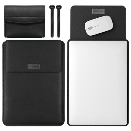 4 in 1 Lightweight and Portable Leather Computer Bag, Size:15.4/15.6/16.1 inches(Black)-garmade.com