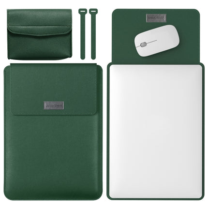 4 in 1 Lightweight and Portable Leather Computer Bag, Size:15.4/15.6/16.1 inches(Dark Green)-garmade.com