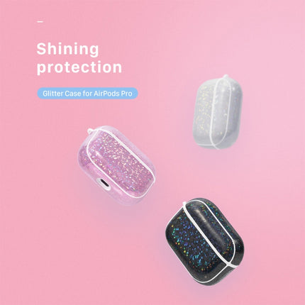 NIILLKIN Anti-fall PU + TPU Shining Protection Glitter Case for AirPods Pro(Black)-garmade.com