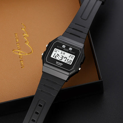 SKMEI 1952 Resin Mirror ABS Case Waterproof Electronic Watch(Black Steel Belt)-garmade.com