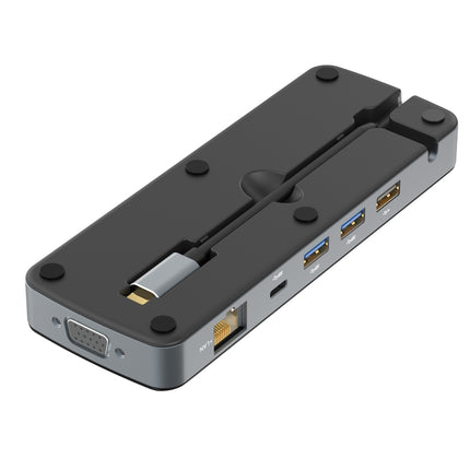 V240 12-in-1 Multifunctional USB-C / Type-C 3.1 Male HUB Docking Station(Gery)-garmade.com