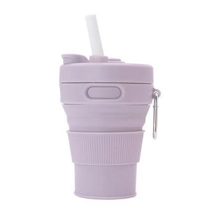 350ML Folding Portable Silicone Telescopic Drinking Coffee Cup Multi-function Silica Cup Travel(Purple)-garmade.com