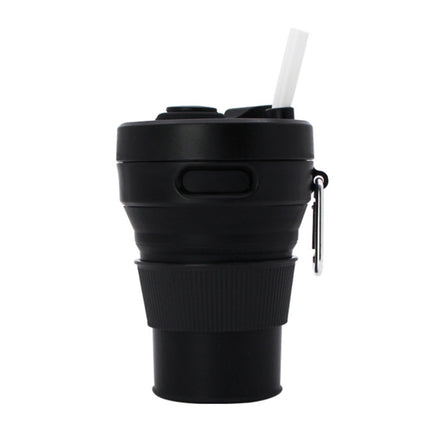 350ML Folding Portable Silicone Telescopic Drinking Coffee Cup Multi-function Silica Cup Travel(Black)-garmade.com