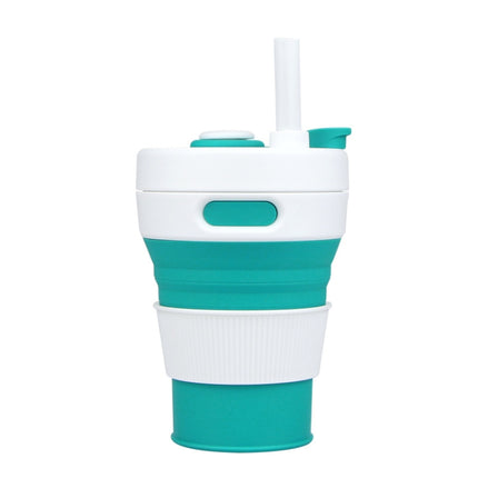 350ML Folding Portable Silicone Telescopic Drinking Coffee Cup Multi-function Silica Cup Travel(White Green)-garmade.com