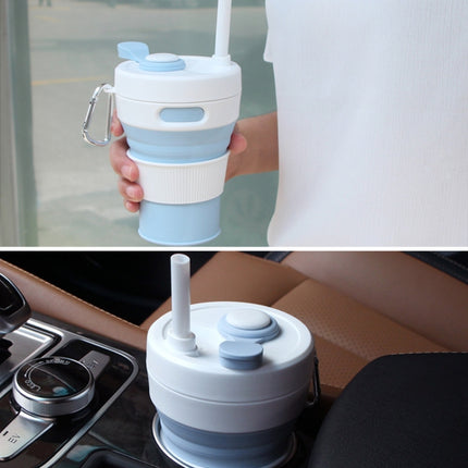 350ML Folding Portable Silicone Telescopic Drinking Coffee Cup Multi-function Silica Cup Travel(White Red)-garmade.com