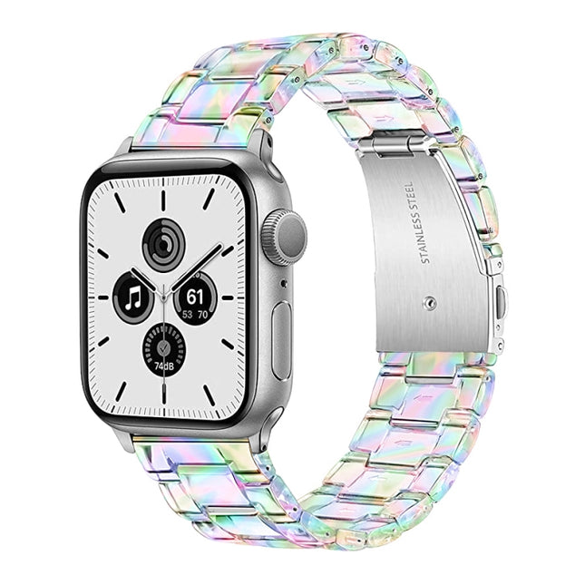 Plastic Colorful Three-Bead Watch Band For Apple Watch Series 9&8&7 41mm / SE 3&SE 2&6&SE&5&4 40mm / 3&2&1 38mm(Colorful)-garmade.com