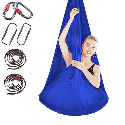 Indoor Anti-gravity Yoga Knot-free Aerial Yoga Hammock with Buckle / Extension Strap, Size: 400x280cm(Royal Blue)-garmade.com