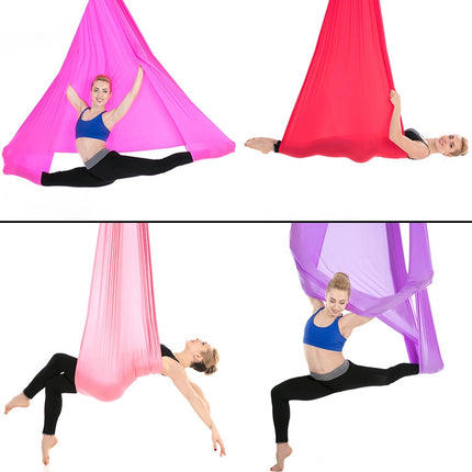 Indoor Anti-gravity Yoga Knot-free Aerial Yoga Hammock with Buckle / Extension Strap, Size: 400x280cm(Royal Blue)-garmade.com