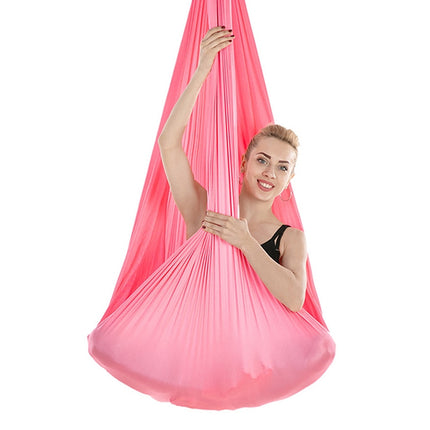 Indoor Anti-gravity Yoga Knot-free Aerial Yoga Hammock with Buckle / Extension Strap, Size: 400x280cm(Pink)-garmade.com