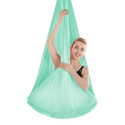 Indoor Anti-gravity Yoga Knot-free Aerial Yoga Hammock with Buckle / Extension Strap, Size: 400x280cm(Lake Green)-garmade.com