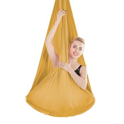 Indoor Anti-gravity Yoga Knot-free Aerial Yoga Hammock with Buckle / Extension Strap, Size: 400x280cm(Gold)-garmade.com
