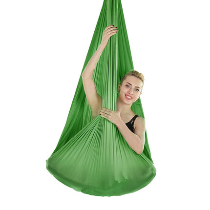 Indoor Anti-gravity Yoga Knot-free Aerial Yoga Hammock with Buckle / Extension Strap, Size: 400x280cm(Green)-garmade.com