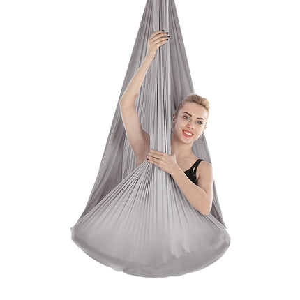 Indoor Anti-gravity Yoga Knot-free Aerial Yoga Hammock with Buckle / Extension Strap, Size: 400x280cm(Silver Grey)-garmade.com