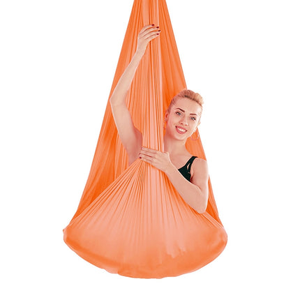 Indoor Anti-gravity Yoga Knot-free Aerial Yoga Hammock with Buckle / Extension Strap, Size: 400x280cm(Orange)-garmade.com