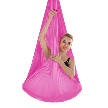 Indoor Anti-gravity Yoga Knot-free Aerial Yoga Hammock with Buckle / Extension Strap, Size: 400x280cm(Rose Red)-garmade.com