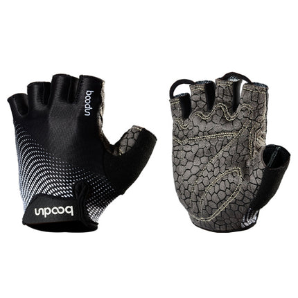 BOODUN 1096 Non-slip Wear-resistant Breathable Fitness Sports Silicone Gloves, Size:S(Black)-garmade.com