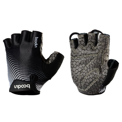 BOODUN 1096 Non-slip Wear-resistant Breathable Fitness Sports Silicone Gloves, Size:M(Black)-garmade.com