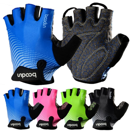 BOODUN 1096 Non-slip Wear-resistant Breathable Fitness Sports Silicone Gloves, Size:M(Blue)-garmade.com