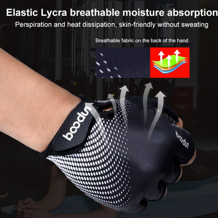 BOODUN 1096 Non-slip Wear-resistant Breathable Fitness Sports Silicone Gloves, Size:M(Blue)-garmade.com