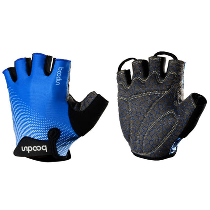 BOODUN 1096 Non-slip Wear-resistant Breathable Fitness Sports Silicone Gloves, Size:L(Blue)-garmade.com