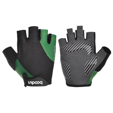 BOODUN 1408 4D Silicone Shock Absorbing Half Finger Breathable Bicycle Outdoor Riding Gloves, Size:M(Black and Green)-garmade.com