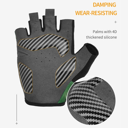 BOODUN 1408 4D Silicone Shock Absorbing Half Finger Breathable Bicycle Outdoor Riding Gloves, Size:M(Black and Green)-garmade.com