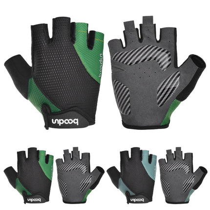 BOODUN 1408 4D Silicone Shock Absorbing Half Finger Breathable Bicycle Outdoor Riding Gloves, Size:XL(Black and Green)-garmade.com