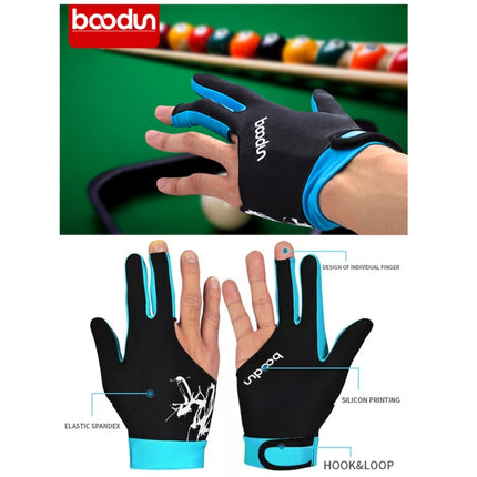 BOODUN M050912 Thin Breathable Men and Women Billiards Three Finger Single Gloves, Size:M(Navy Blue)-garmade.com