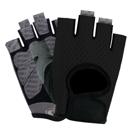 Outdoor Half-finger Cycling Fitness Non-slip Breathable Thin Sports Gloves, Size:S(Black)-garmade.com