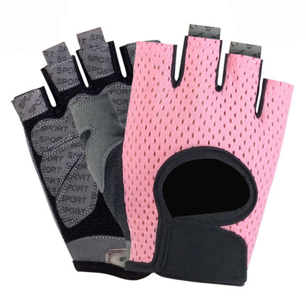 Outdoor Half-finger Cycling Fitness Non-slip Breathable Thin Sports Gloves, Size:S(Pink)-garmade.com