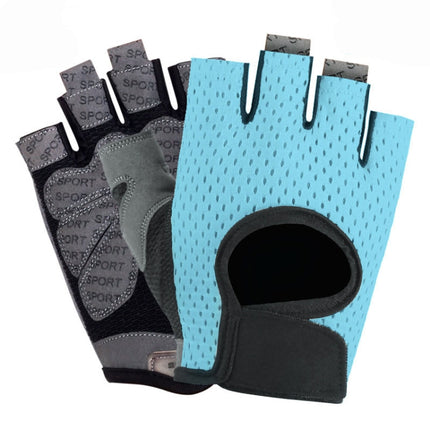 Outdoor Half-finger Cycling Fitness Non-slip Breathable Thin Sports Gloves, Size:S(Sky Blue)-garmade.com