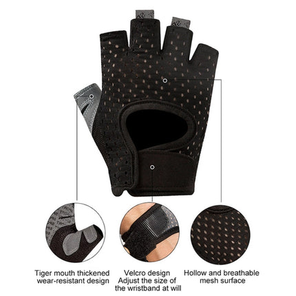 Outdoor Half-finger Cycling Fitness Non-slip Breathable Thin Sports Gloves, Size:S(Black)-garmade.com