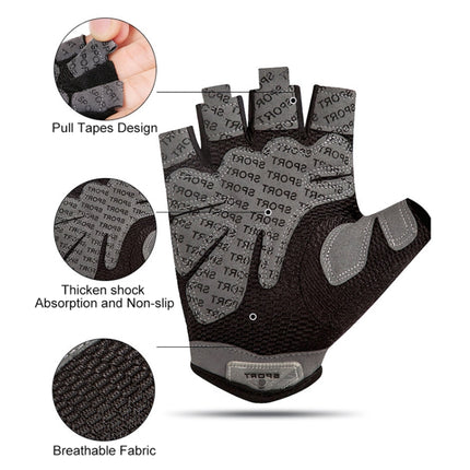 Outdoor Half-finger Cycling Fitness Non-slip Breathable Thin Sports Gloves, Size:M(Grey)-garmade.com