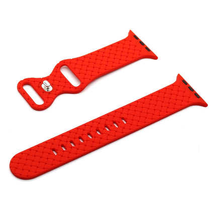 Weave Texture Watch Band For Apple Watch Ultra 49mm&Watch Ultra 2 49mm / Series 9&8&7 45mm / SE 3&SE 2&6&SE&5&4 44mm / 3&2&1 42mm(Red)-garmade.com