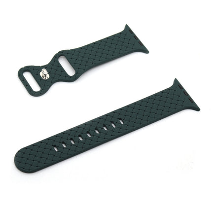 Weave Texture Watch Band For Apple Watch Series 9&8&7 41mm / SE 3&SE 2&6&SE&5&4 40mm / 3&2&1 38mm(Dark Green)-garmade.com