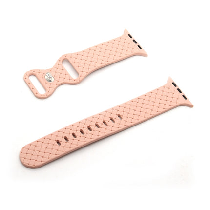 Weave Texture Watch Band For Apple Watch Series 9&8&7 41mm / SE 3&SE 2&6&SE&5&4 40mm / 3&2&1 38mm(Pink)-garmade.com