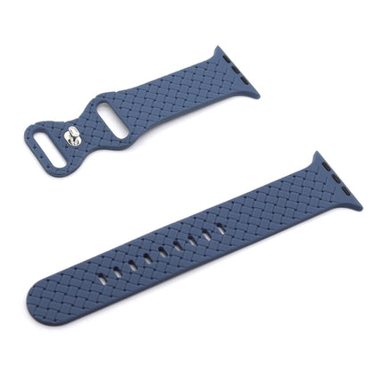 Weave Texture Watch Band For Apple Watch Series 9&8&7 41mm / SE 3&SE 2&6&SE&5&4 40mm / 3&2&1 38mm(Sea Blue)-garmade.com