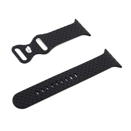Weave Texture Watch Band For Apple Watch Series 9&8&7 41mm / SE 3&SE 2&6&SE&5&4 40mm / 3&2&1 38mm(Black)-garmade.com